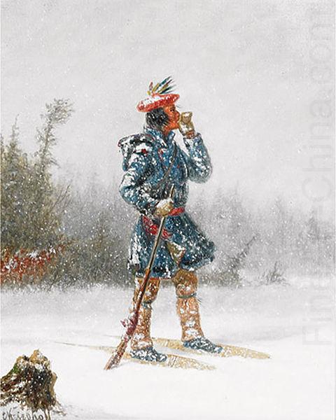 Indian Hunter on Snowshoes, Cornelius Krieghoff